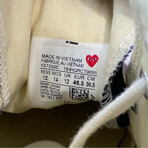 COMME Des GARÇONS PLAY Converse Chuck Taylor black white Polka Dot Sneakers - Picture 10 of 10